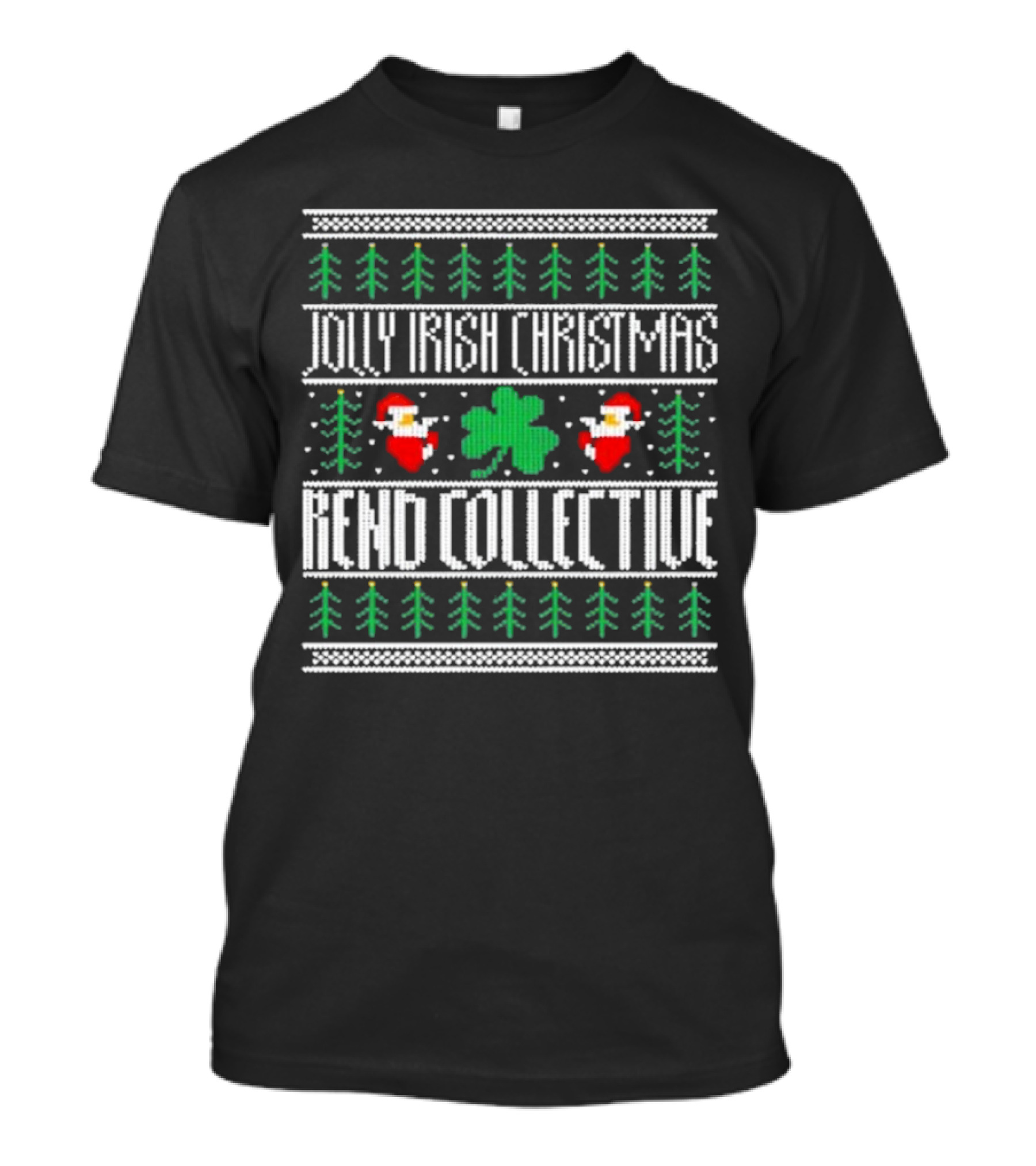 Jolly Irish Christmas With Santa And Shamrock Rend Collective T-Shirt