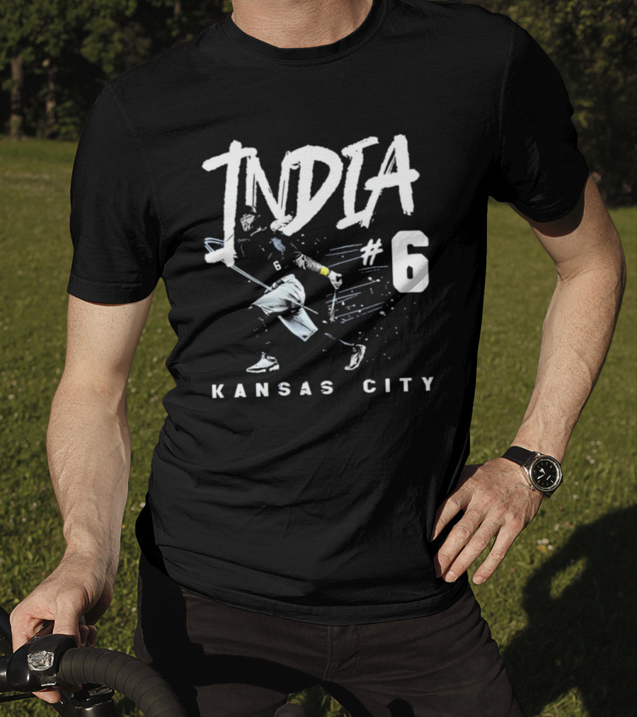 Kansas City India #6 Baseball Player T-Shirt