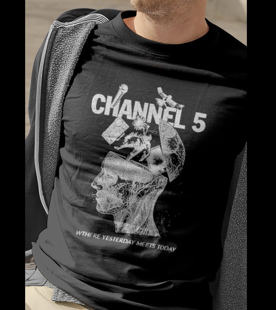 Channel 5 Where Yesterday Meets Today Retro Futuristic Fusion T-Shirt