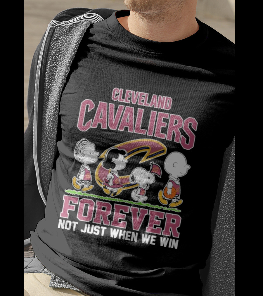 Cleveland Cavaliers Forever Not Just When We Win Peanuts Characters Walking Basketball Retro T-Shirt