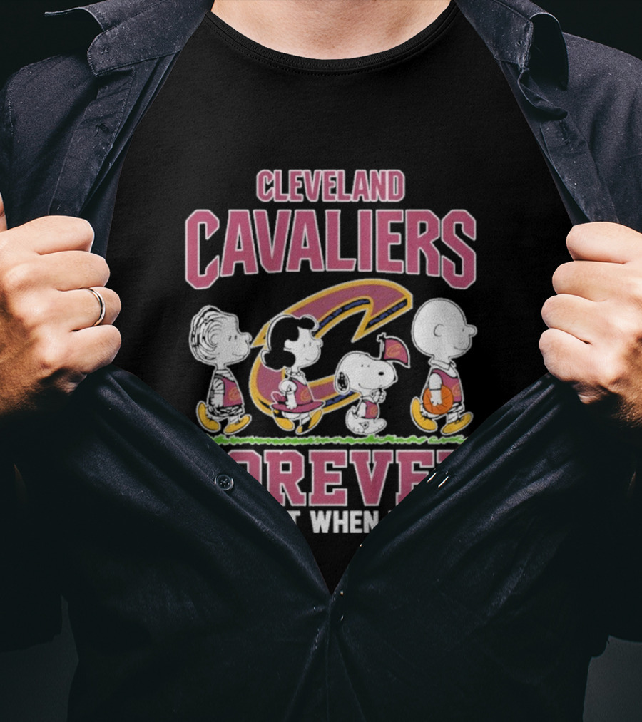 Cleveland Cavaliers Forever Not Just When We Win Peanuts Characters Walking Basketball Retro T-Shirt