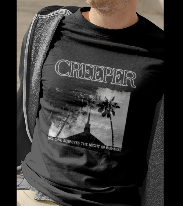 Creeper No One Survives The Night In Paradise Palm Trees And Church Spire Dark Aesthetic T-Shirt