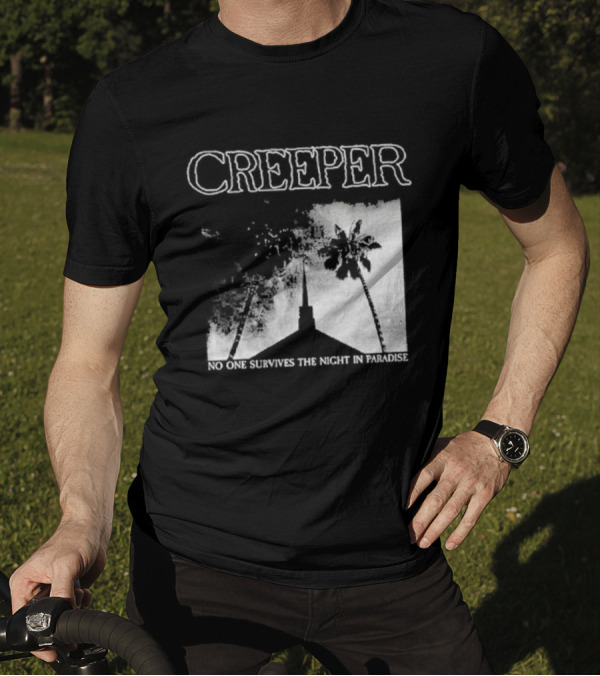 Creeper No One Survives The Night In Paradise Palm Trees And Church Spire Dark Aesthetic T-Shirt