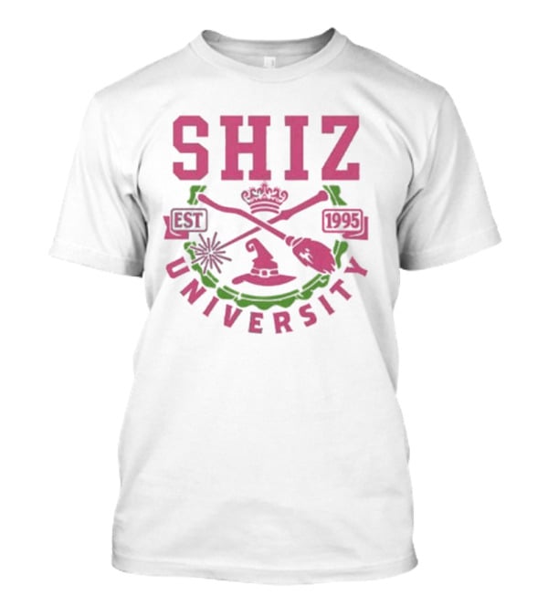 Shiz University Est 1995 Wicked Broom Wand Crown Hat Crest T-Shirt
