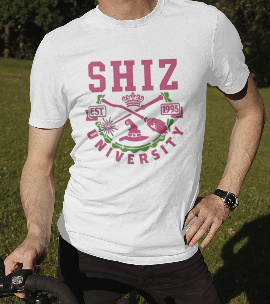 Shiz University Est 1995 Wicked Broom Wand Crown Hat Crest T-Shirt