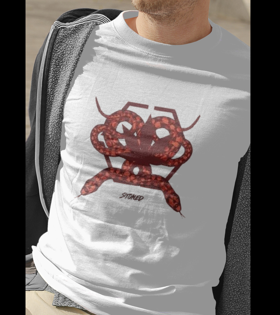 Stoned And Co Mystic Hexagon Snake With Leaf Motif T-Shirt