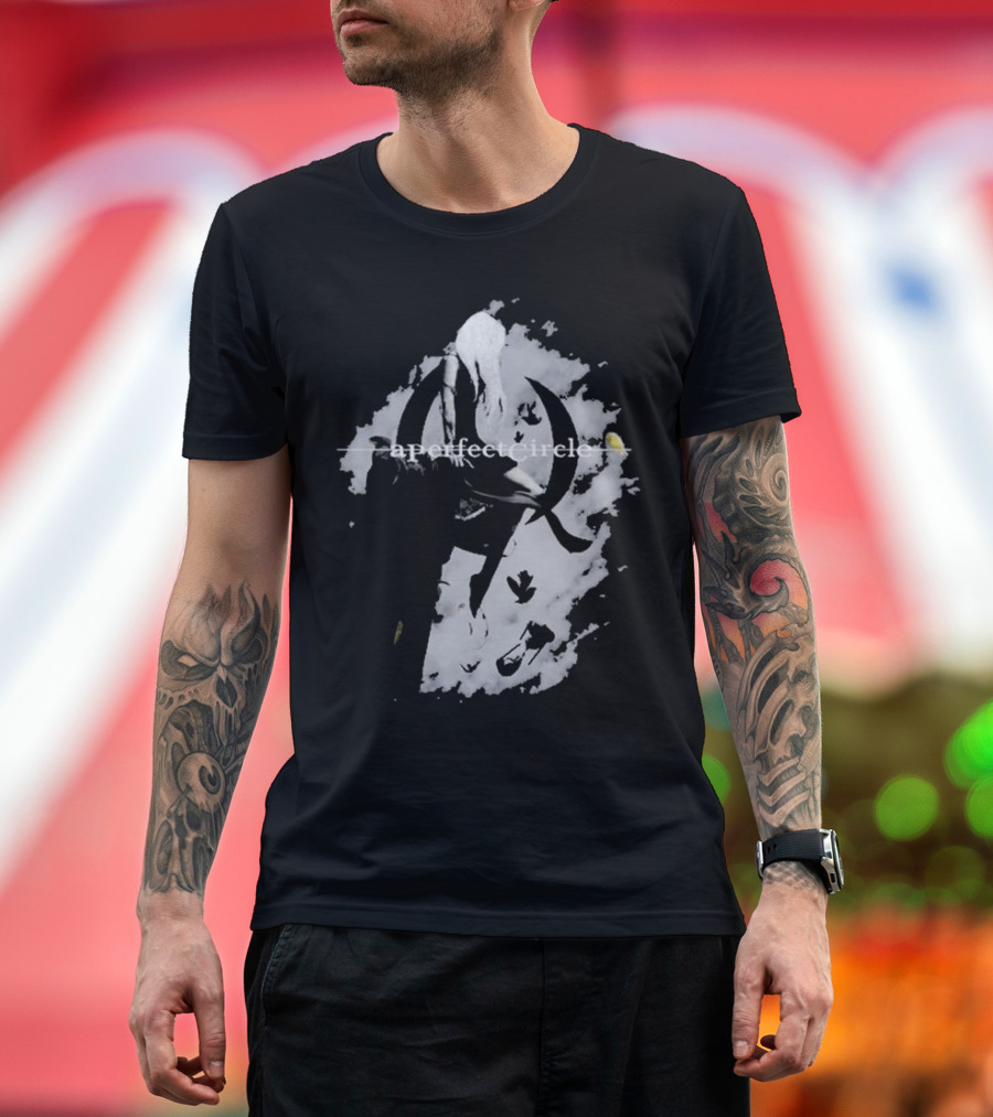 A Perfect Circle Grunge Style Angel Figure with Crescent T-Shirt