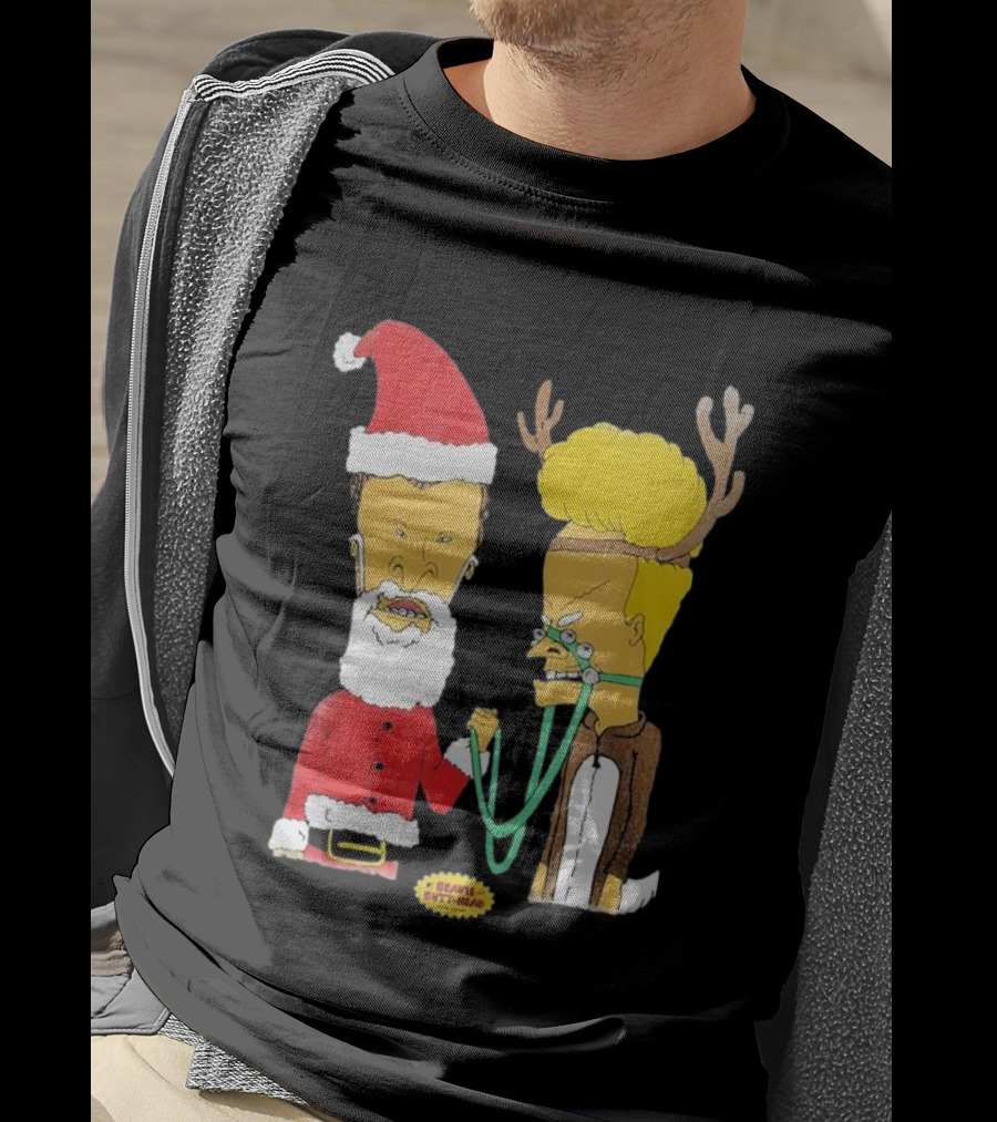 Beavis And Butt-head Santa And Reindeer Christmas T-Shirt