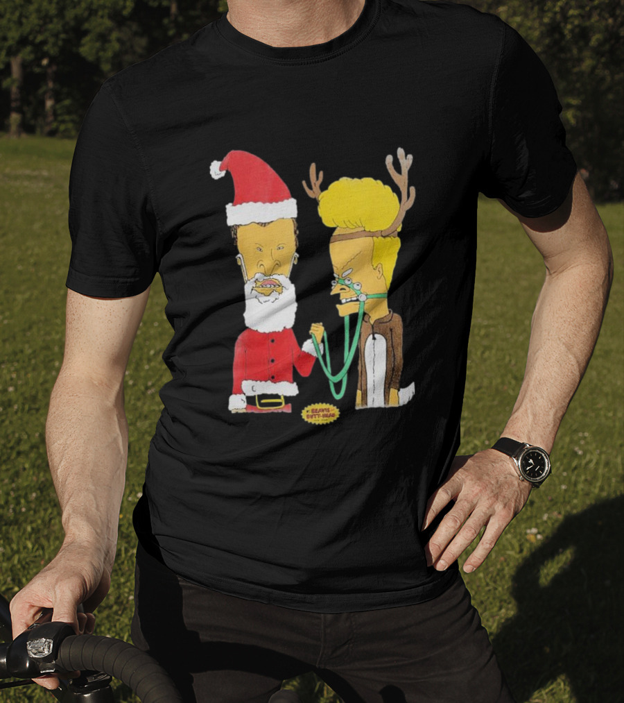 Beavis And Butt-head Santa And Reindeer Christmas T-Shirt