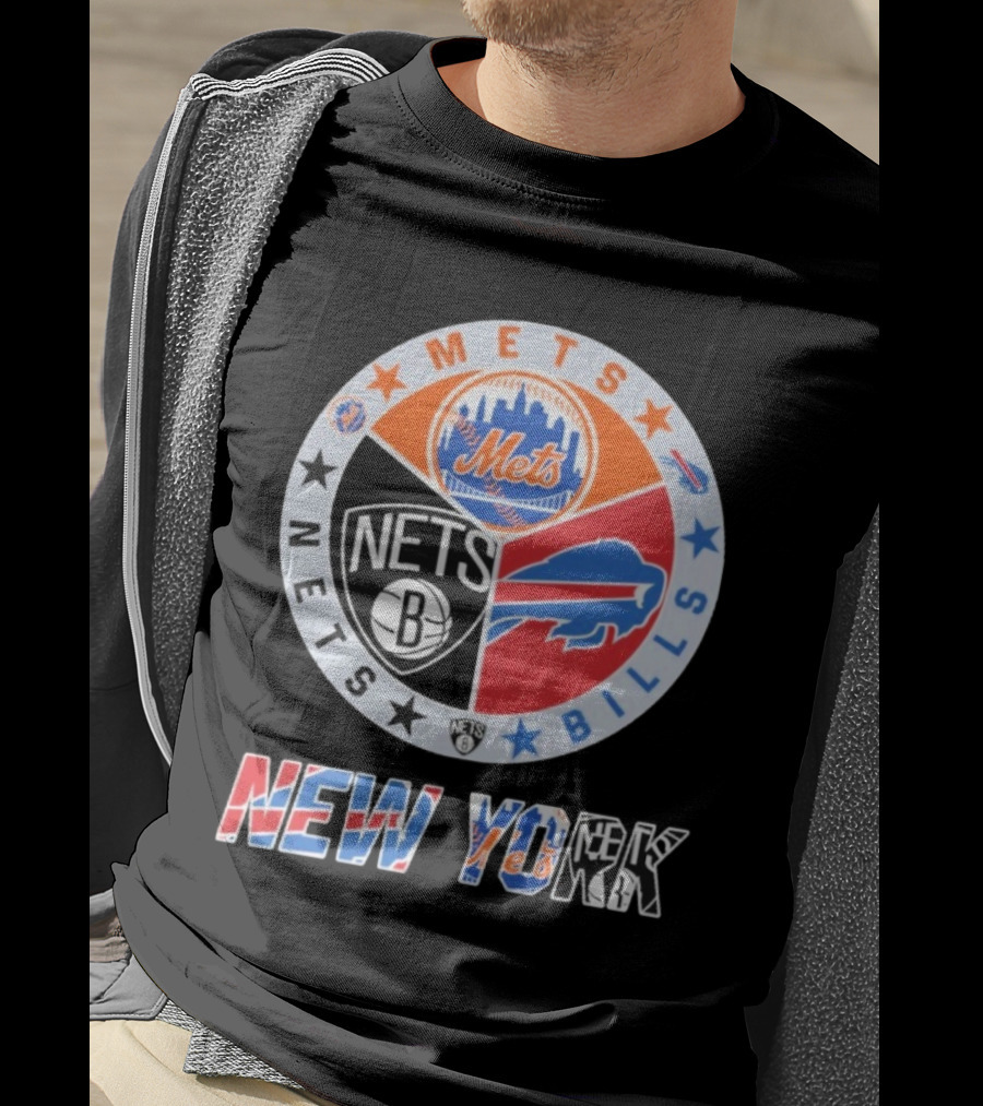 Brooklyn Nets New York Mets Buffalo Bills New York Fan Gear T-Shirt