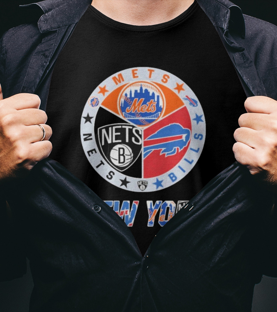 Brooklyn Nets New York Mets Buffalo Bills New York Fan Gear T-Shirt