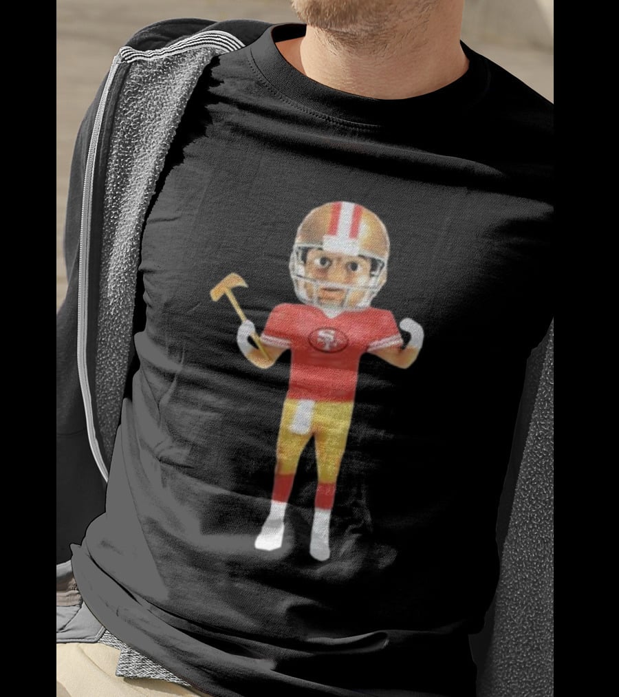 49Ers X Gorf Bobblehead Football Figure With Helmet And Pickaxe T-Shirt