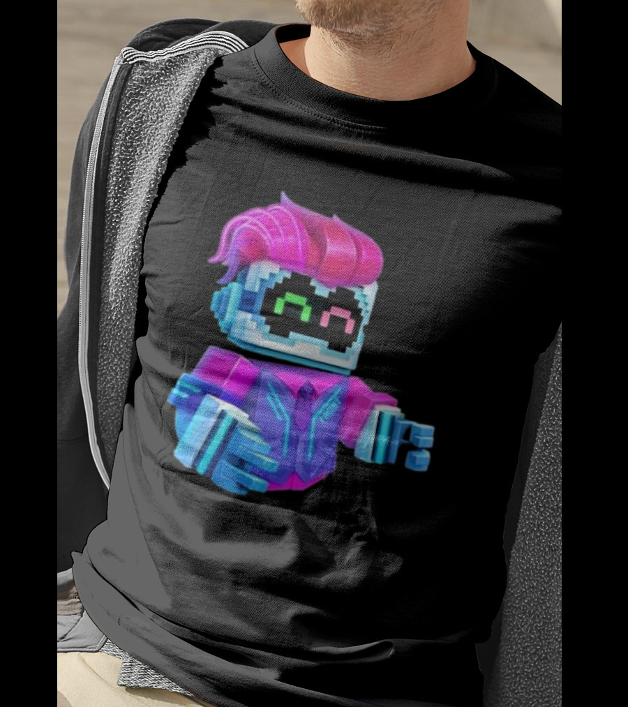 Cubic Games Cyber Robbie Pixelated Character Neon T-Shirt