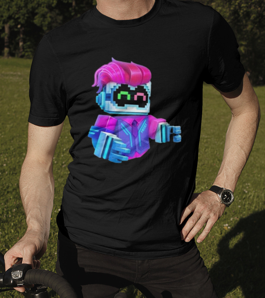 Cubic Games Cyber Robbie Pixelated Character Neon T-Shirt