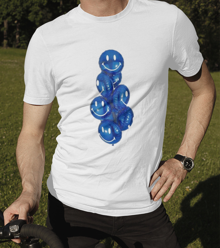 Smiley Celebration Blue Balloons T-Shirt