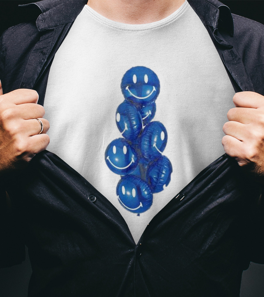 Smiley Celebration Blue Balloons T-Shirt