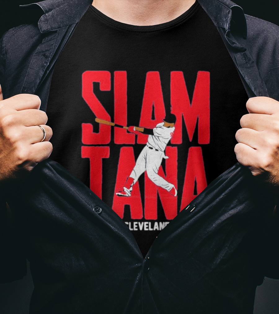 Carlos Santana Cleveland Baseball Slamtana Player T-Shirt
