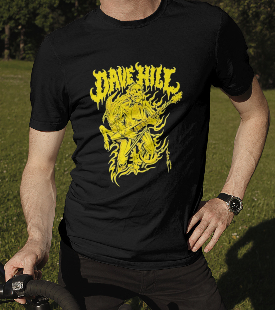 Dave Hill Skullface Yellow Flame Guitar Art By Tim Lehi T-Shirt