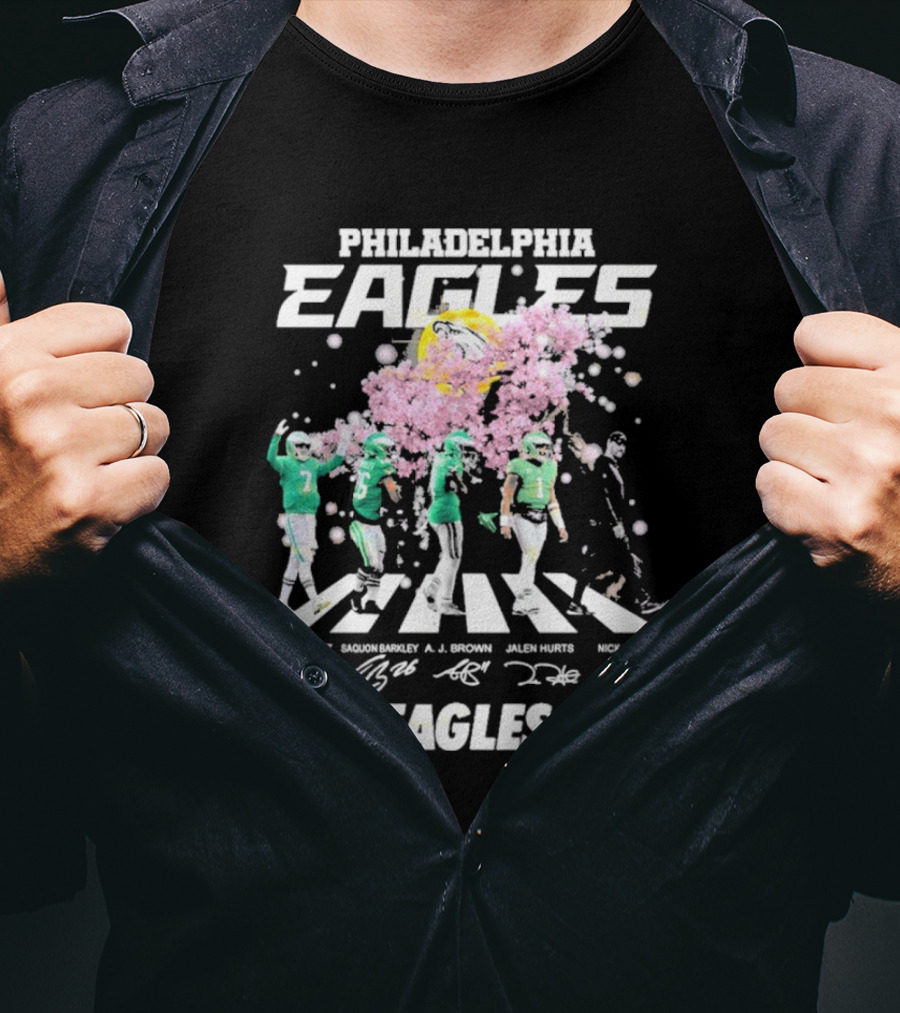 Philadelphia Eagles Fly Eagles Fly Kenny Pickett Saquon Barkley A.J. Brown Jalen Hurts Nick Sirianni Signatures T-Shirt