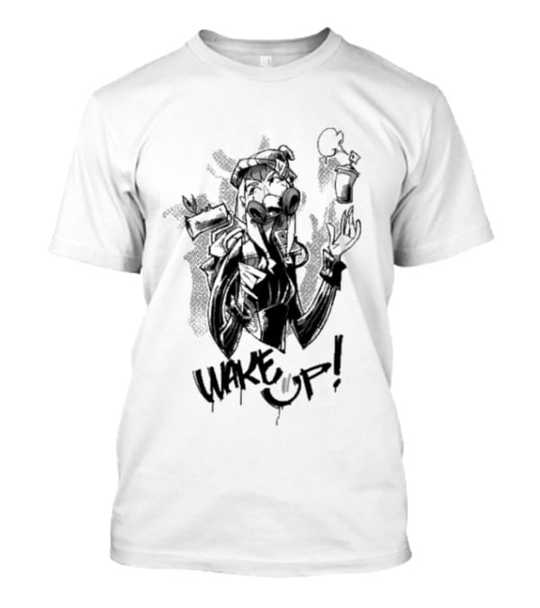 Warframe Aoi Wake Up Gas Mask Graffiti Style Character T-Shirt