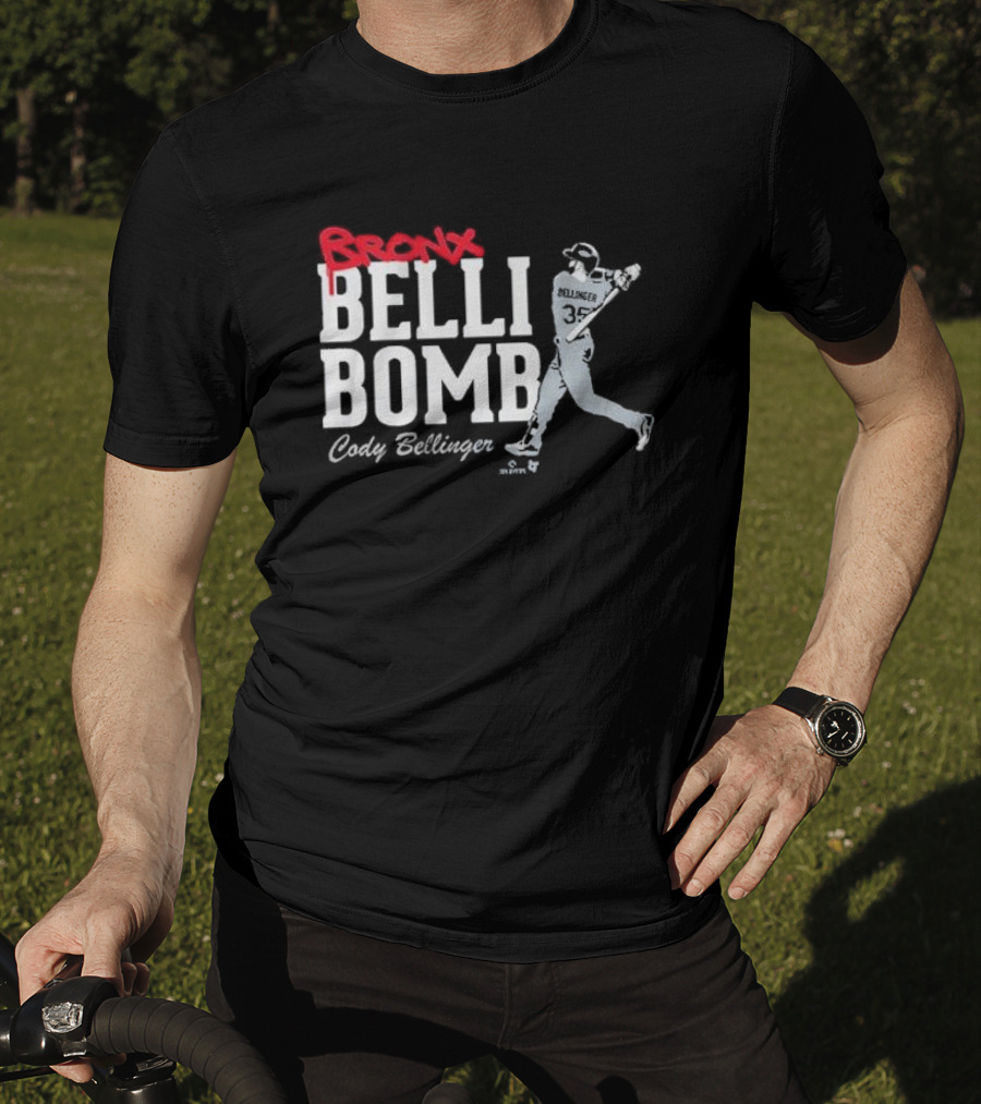 Cody Bellinger Bronx Belli-Bomb Baseball Swing T-Shirt