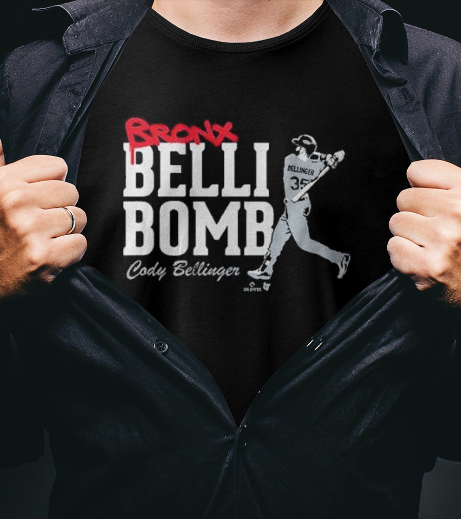 Cody Bellinger Bronx Belli-Bomb Baseball Swing T-Shirt