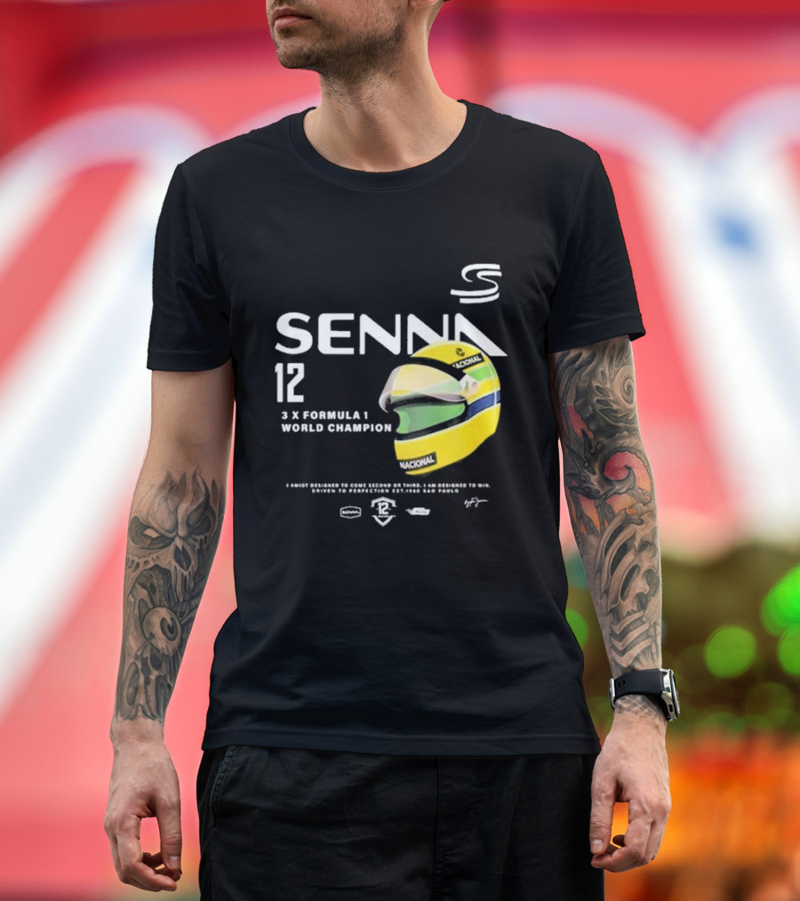 Senna 12 3x Formula 1 World Champion Driven to Perfection São Paulo Helmet T-Shirt