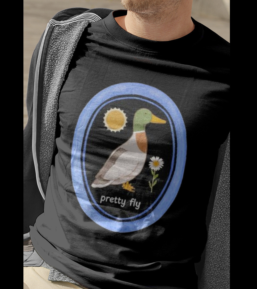 Pretty Fly Duck With Sun And Daisy Oval T-Shirt