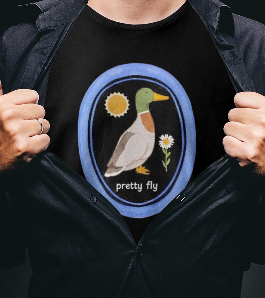 Pretty Fly Duck With Sun And Daisy Oval T-Shirt