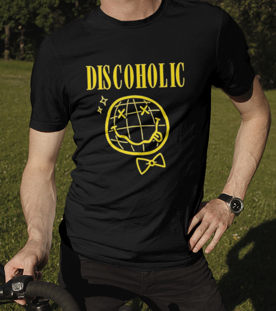 Discoholic Smiley Face With Bowtie And Stars T-Shirt