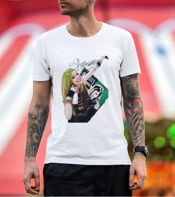 Premium T-Shirt: Avril Lavigne Signature Charity Me Img Green Energy Vibe T-Shirt Avril Lavigne Signature Charity Me Img Green Energy Vibe T-Shirt