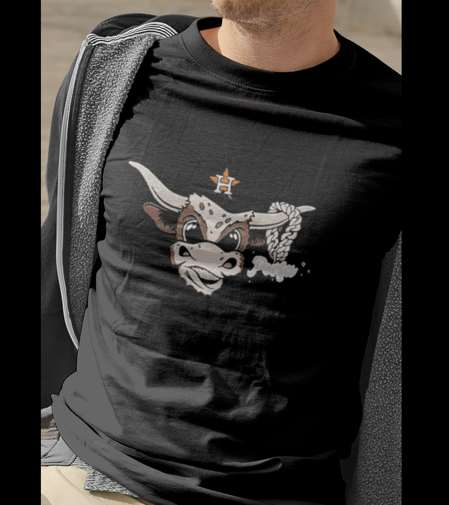 Houston Bull With Rope Chain And Por Favor Text T-Shirt