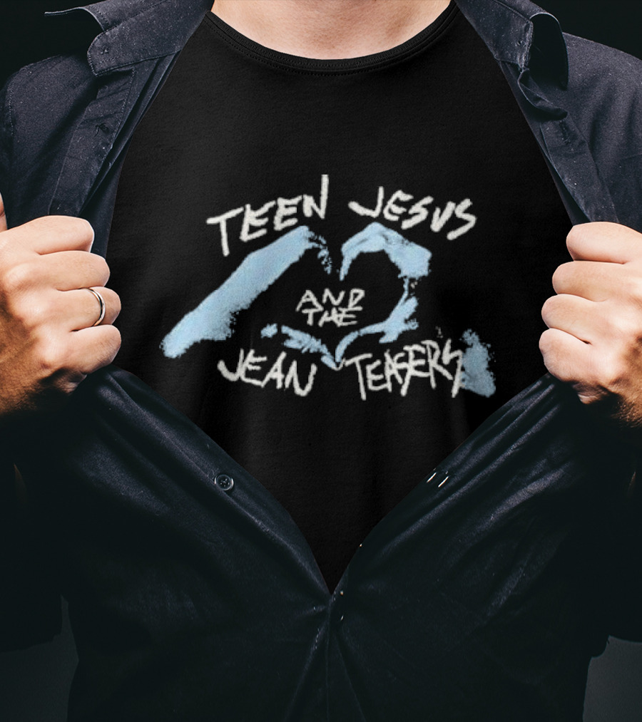 Teen Jesus And The Jean Teasers Blue Heart Gesture T-Shirt