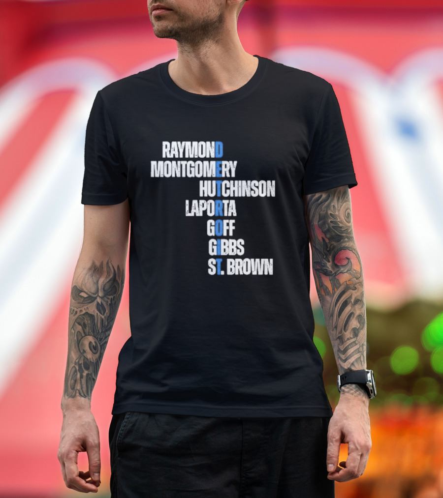 Raymond Montgomery Hutchinson Laporta Goff Gibbs St Brown Detroit Lions Football T-Shirt