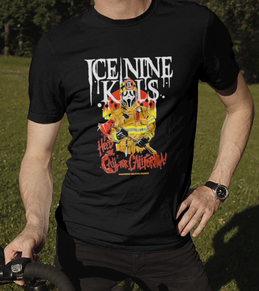 Ice Nine Kills Heed The Call For California Wildfire Benefit Scary Firefighter T-Shirt