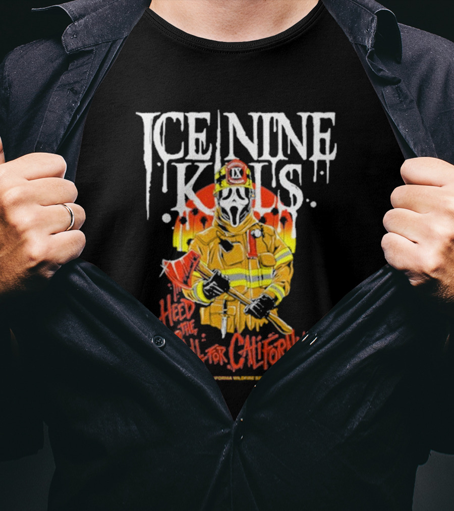 Ice Nine Kills Heed The Call For California Wildfire Benefit Scary Firefighter T-Shirt