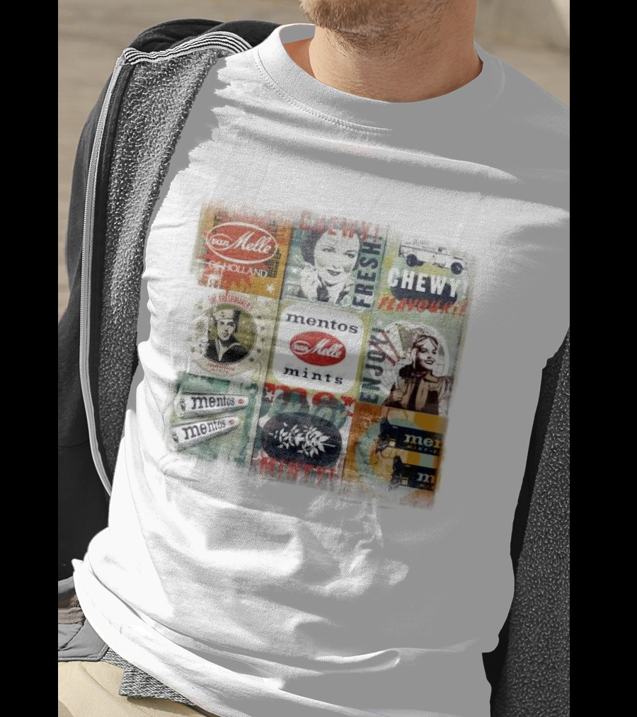 Van Melle Mentos Fresh Minty Chewy Flavours Collage Enjoy Holland Mints T-Shirt