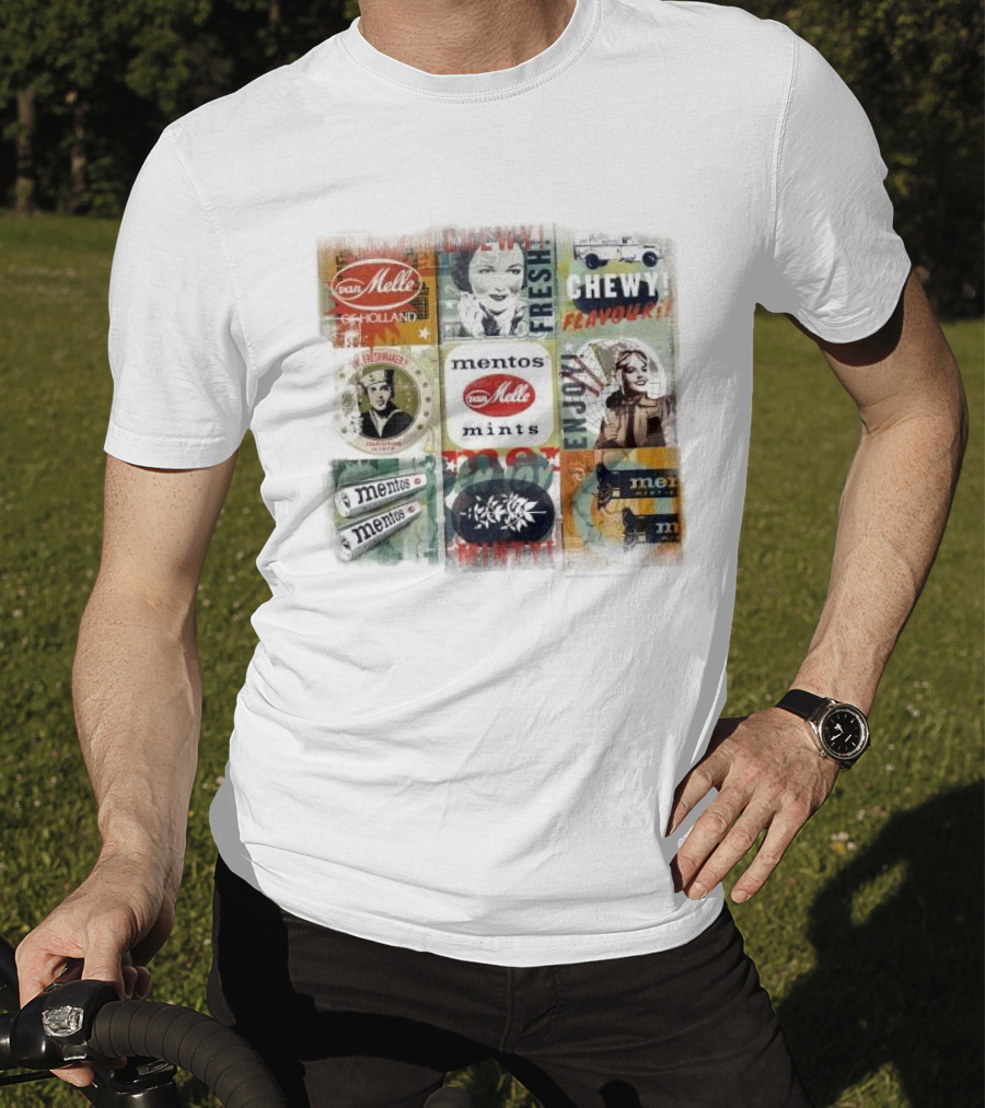 Van Melle Mentos Fresh Minty Chewy Flavours Collage Enjoy Holland Mints T-Shirt