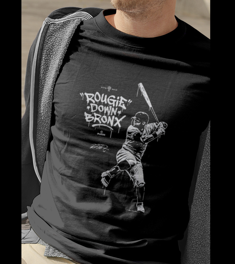 Rougie Down Bronx Yankees Baseball Player Action T-Shirt