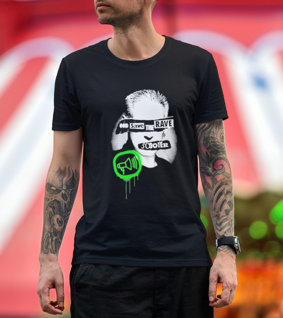 Scooter God Save The Rave Speaker Icon Bold Design T-Shirt