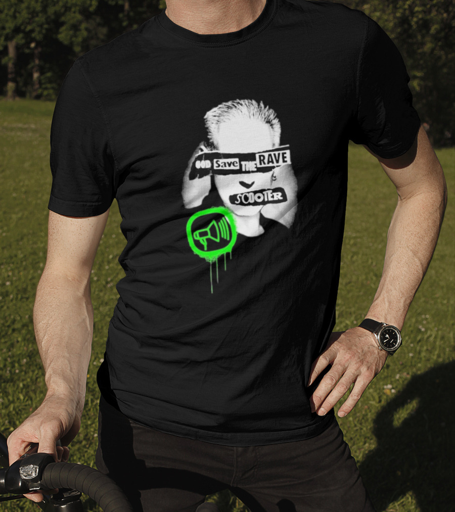 Scooter God Save The Rave Speaker Icon Bold Design T-Shirt