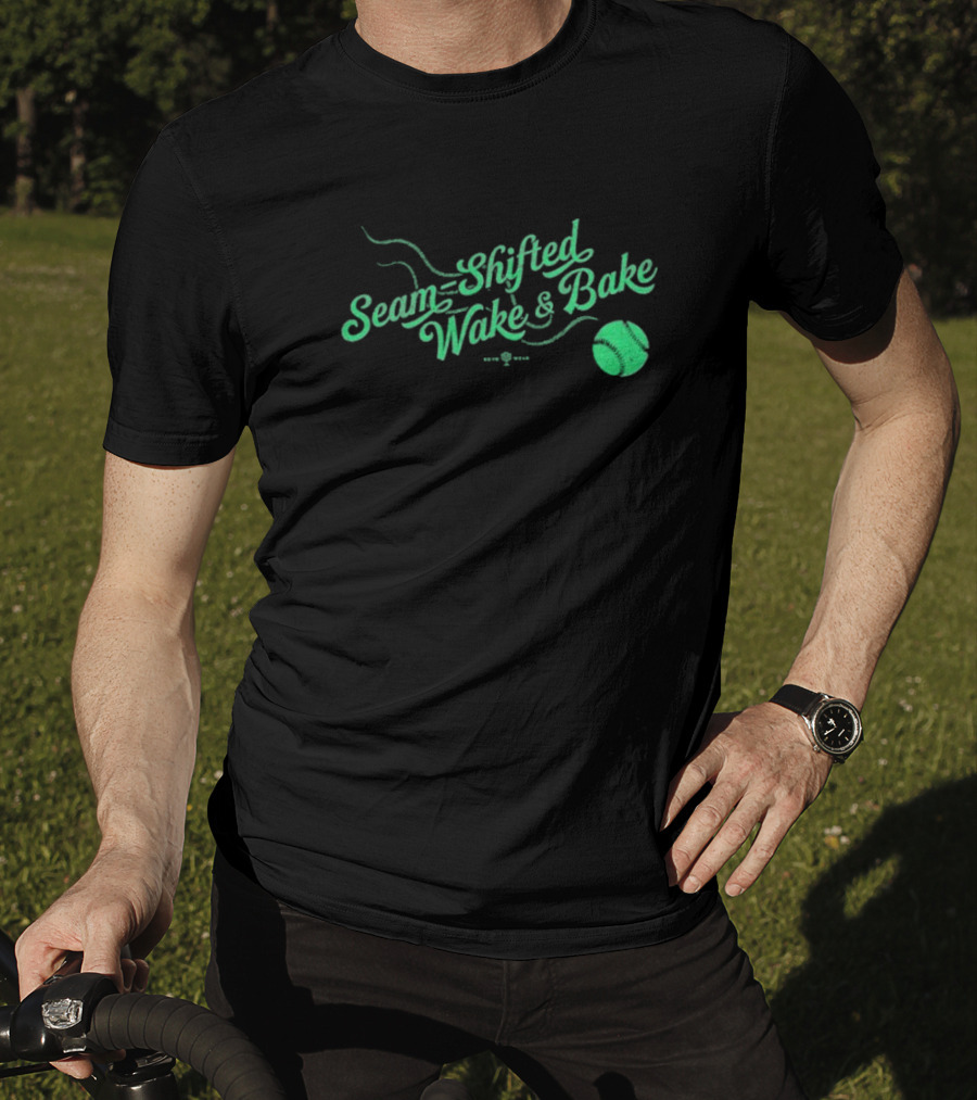 Seam-Shifted Wake And Bake Baseball Concept T-Shirt