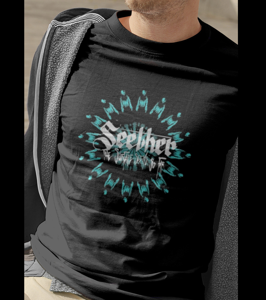 Seether The Surface Seems So Far Circle Blue And White Motif T-Shirt