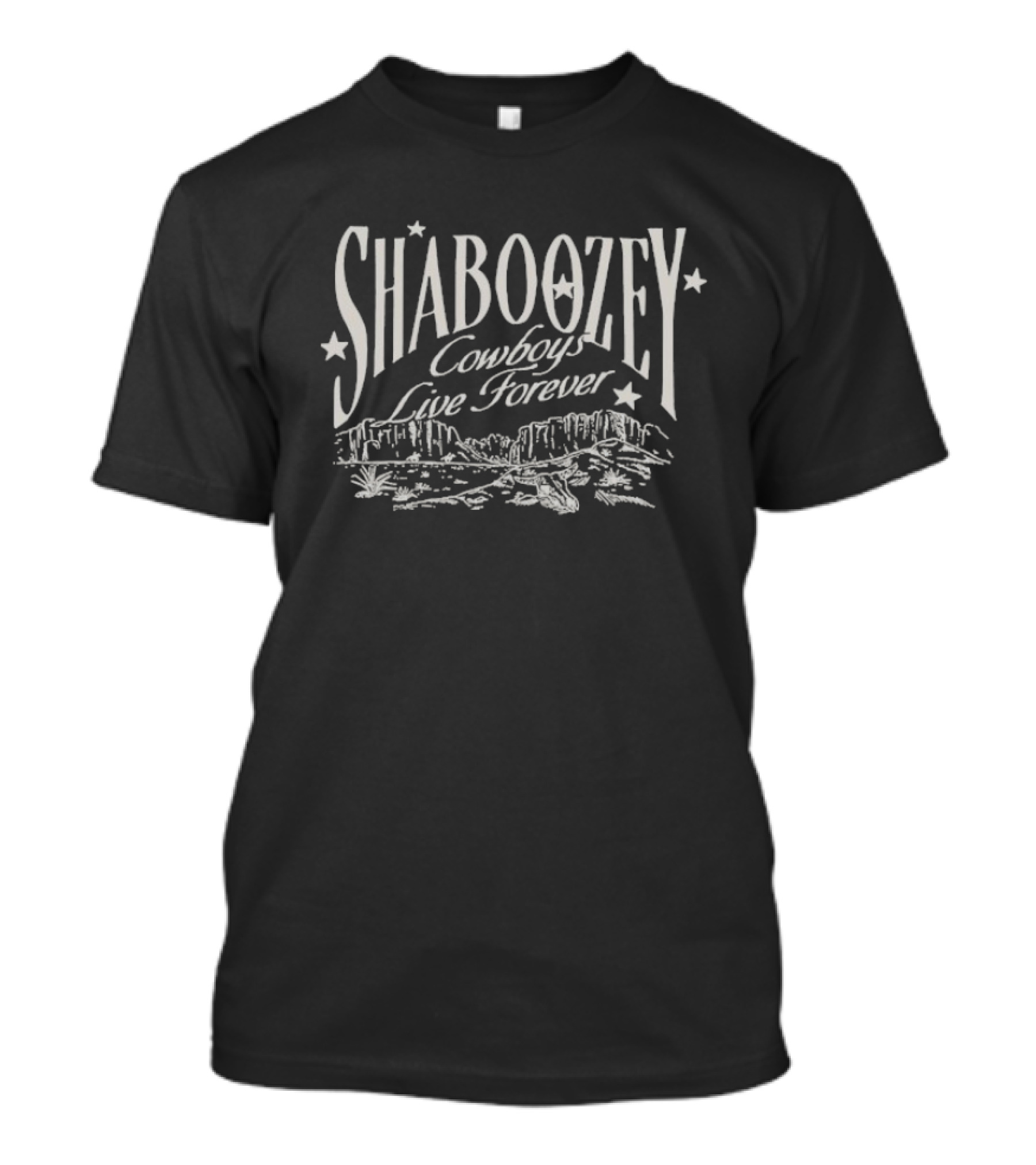 Shaboozey Cowboys Live Forever Western Mountains Scene T-Shirt