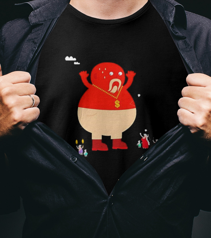 Simon Oxley Neanderfools Giant Red Character Dollar Necklace T-Shirt