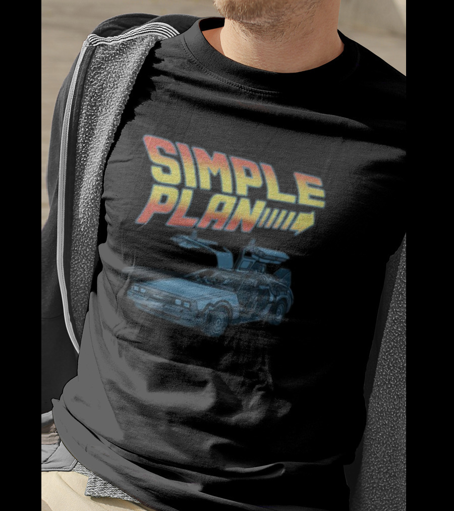 SIMPLE PLAN Time Travel Car Retro Style Cutout T-Shirt