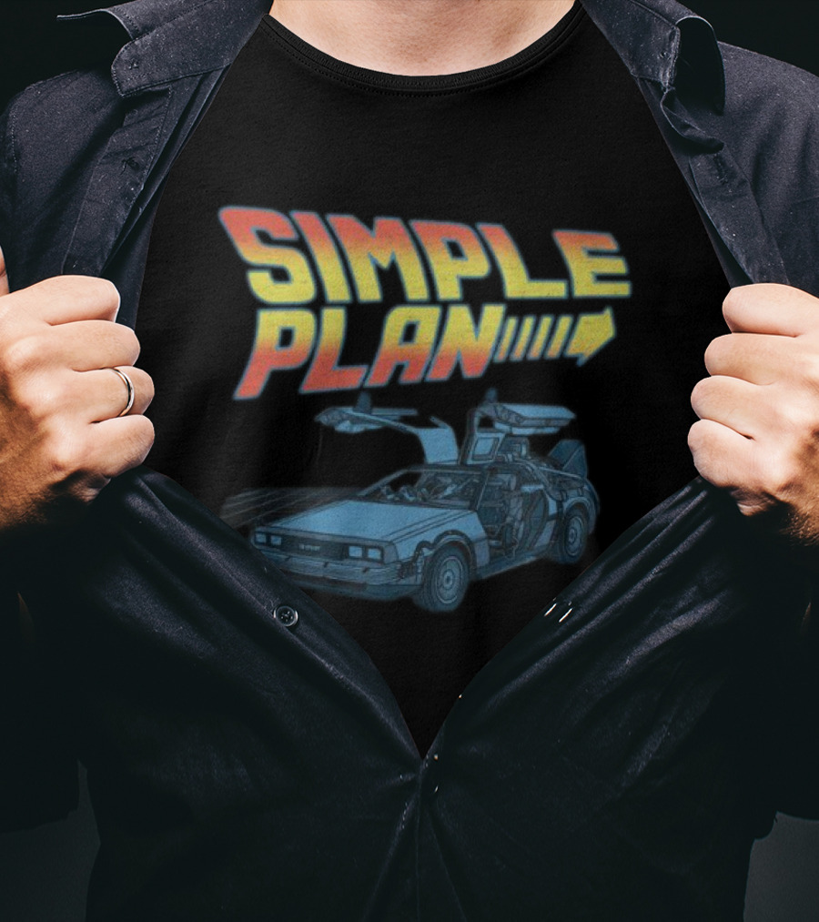 SIMPLE PLAN Time Travel Car Retro Style Cutout T-Shirt