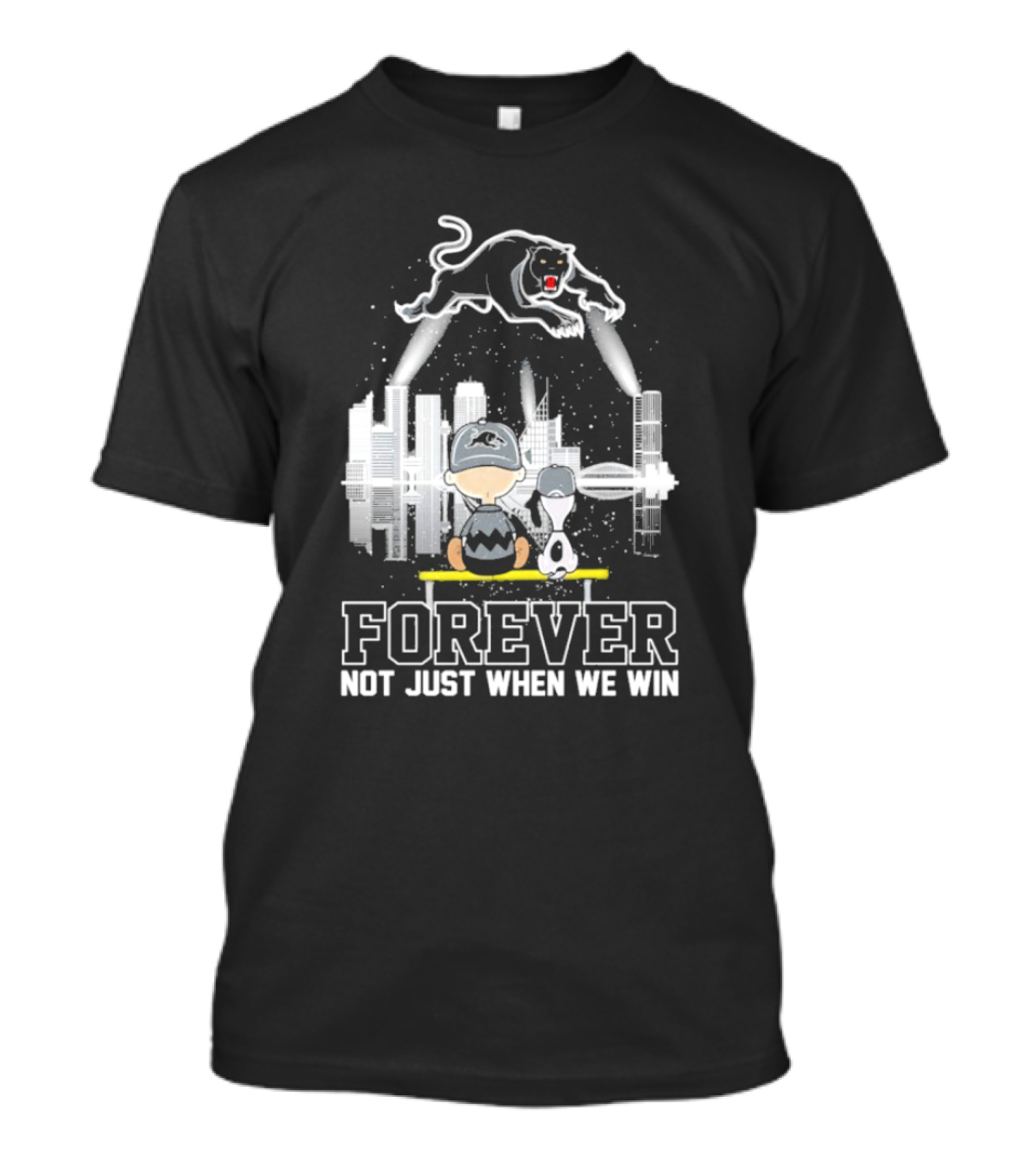 Snoopy Charlie Brown Peanuts Penrith Panthers Forever Skyline Not Just When We Win T-Shirt