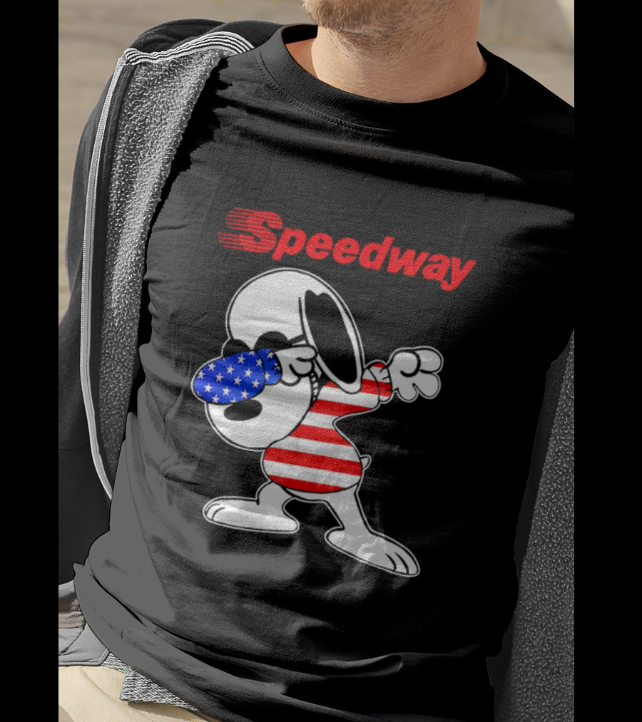 Speedway Snoopy Dabbing American Flag Outfit T-Shirt