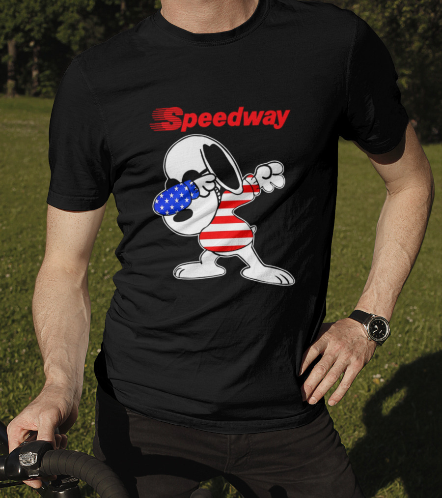 Speedway Snoopy Dabbing American Flag Outfit T-Shirt